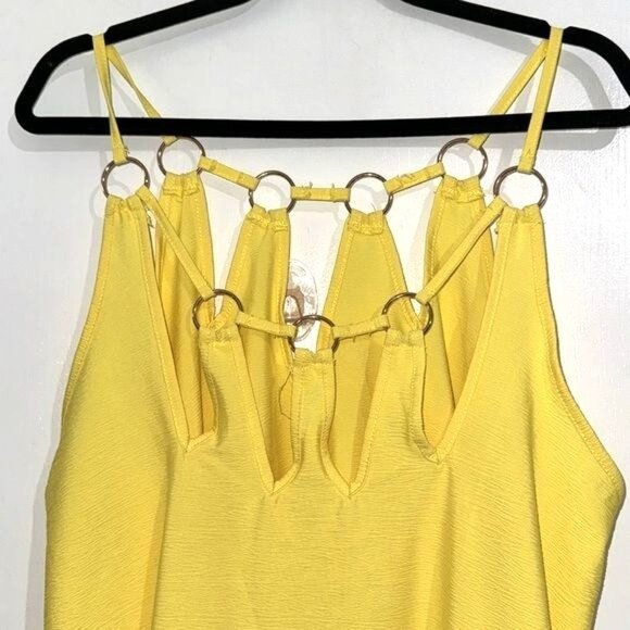 Yellow High-Low Sleeveless Dress With Ring Detail Size1XL - Picture 3 of 10